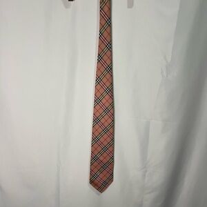 Vintage Burberry Pink and Black Plaid Tie